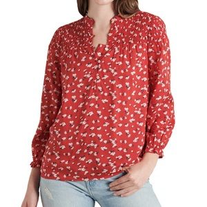 NWT Lucky Brand Printed Floral Smocked Top Size Medium